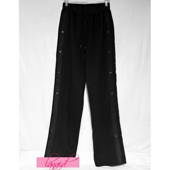 NEW Alo Courtside Tearaway Snap Pants Black High-Rise Buttons Straight Wide Leg - Picture 11 of 15